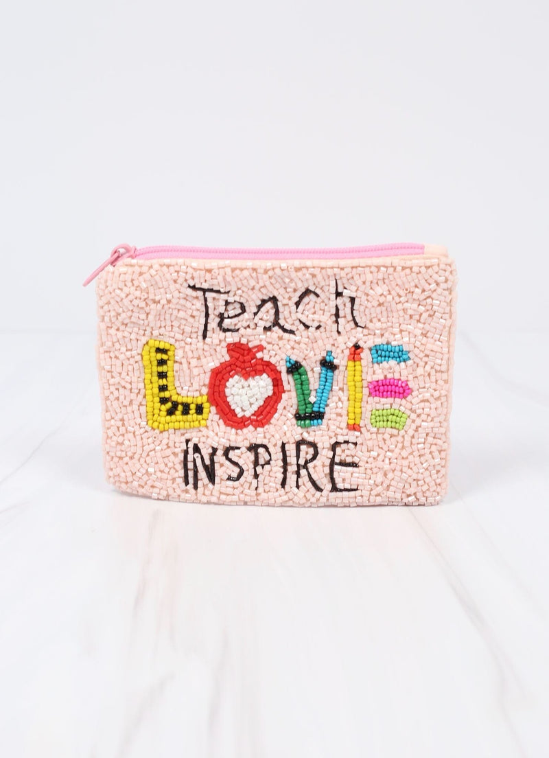 Teach Love Inspire Beaded Pouch MULTI - Caroline Hill