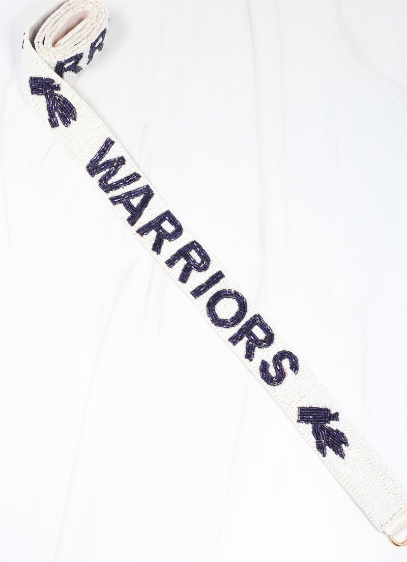 Warriors White Beaded Crossbody Strap - Caroline Hill