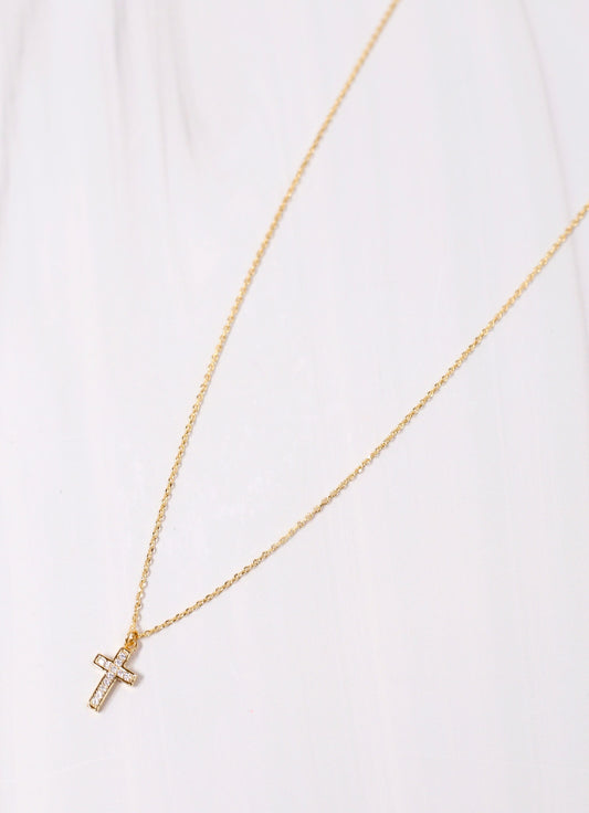 Welling CZ Cross Necklace GOLD - Caroline Hill